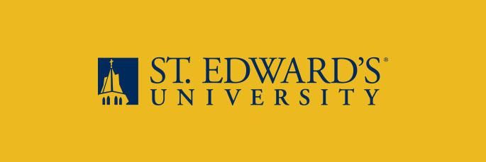 The St. Edward's logo in blue set on a gold background