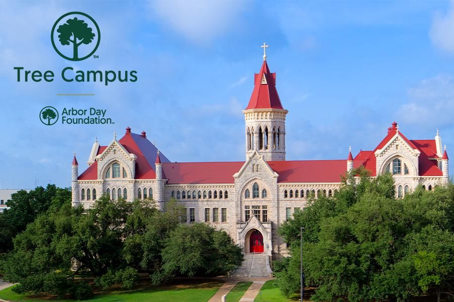 Main Building with Tree Campus 2025 badge.