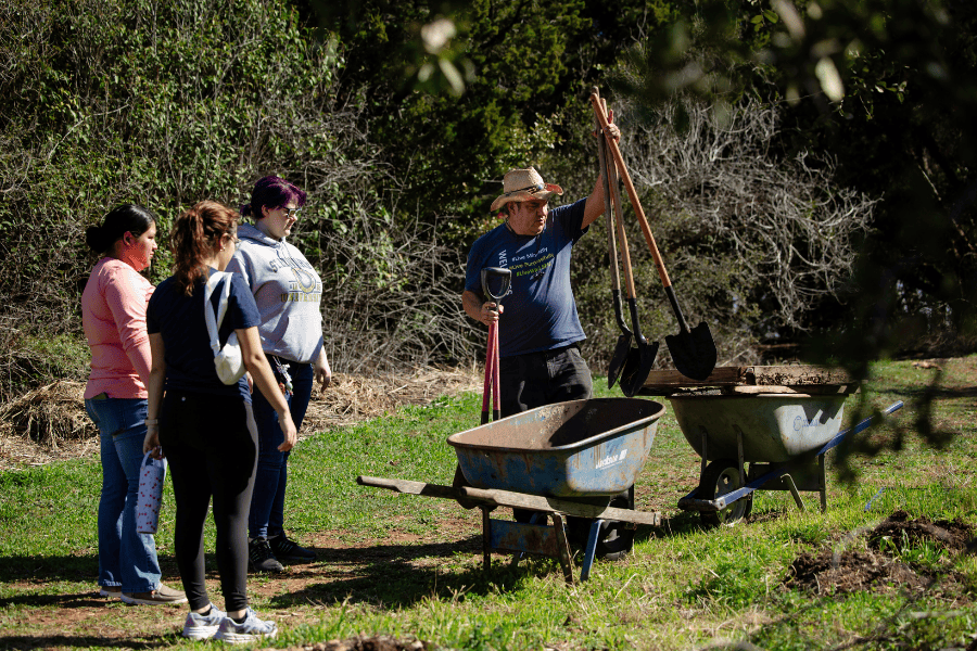 Roy Johnson leading at the student garden
