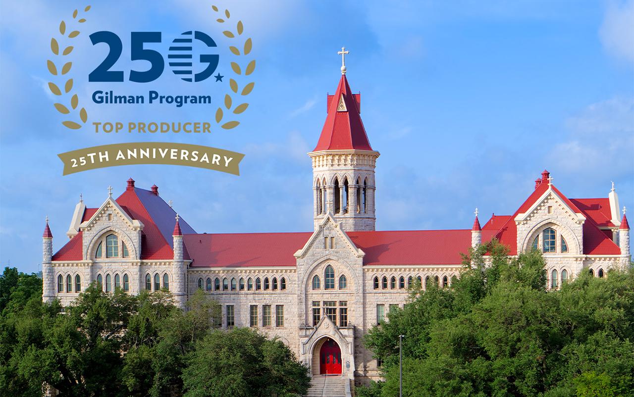 Gilman Program logo in front of Main Building