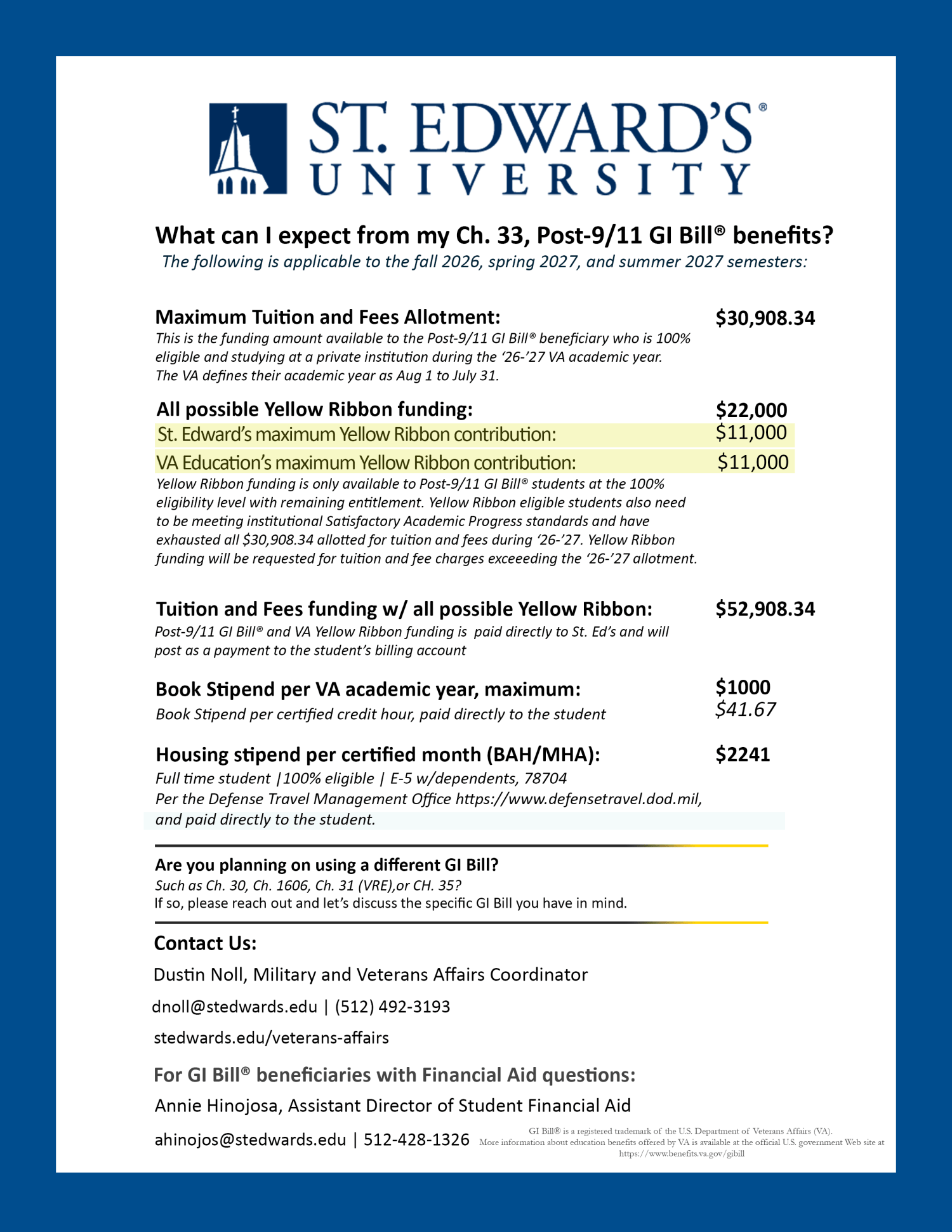 26-27 P911_YR GI Bill funding one sheet