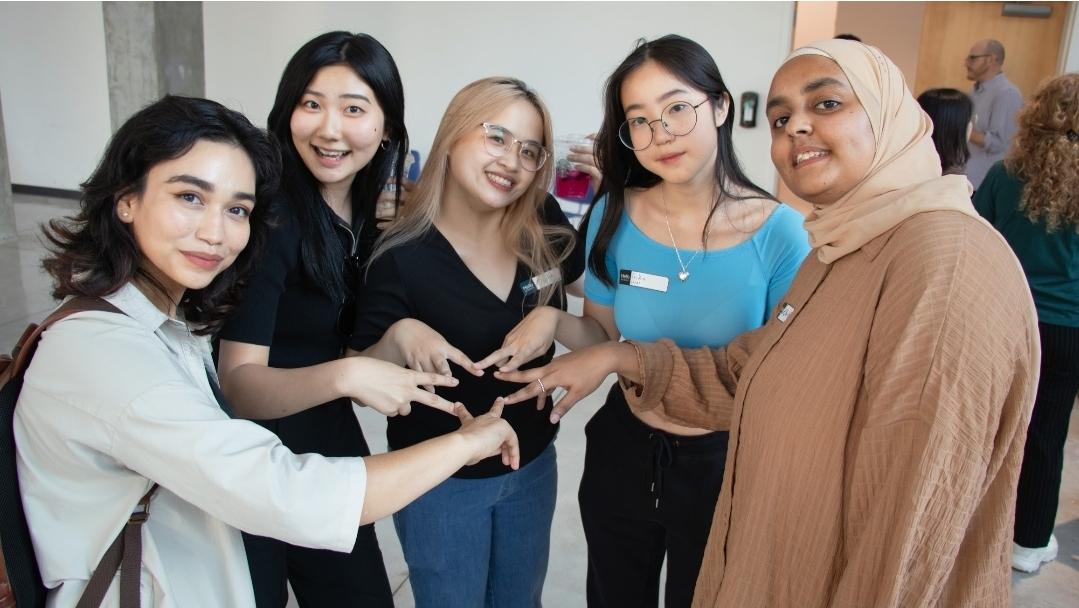 Rivera poses with fellow international students who were fundamental to the growth of the International Student Association.